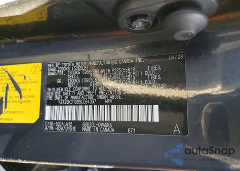 2009 Lexus Rx 350 z USA, uszkodzony, nr VIN 2T2GK31U99C064337